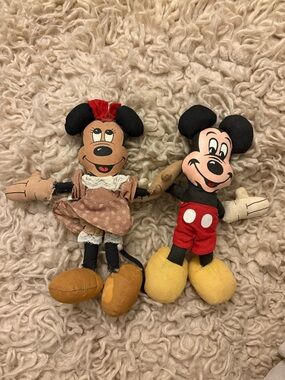 Vintage Mickey and Minnie Mouse 8" Cloth Plush